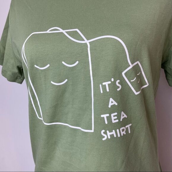 NWT ZAFUL Solid Green Graphic Tee Shirt It’s a Tea Shirt Short Sleeve size M - Picture 4 of 11